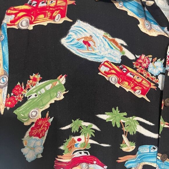 Treasure Island Men's Hawaiian Short Sleeve Button-Down Shirt  Black XL - Picture 4 of 10